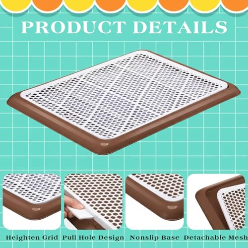 Dog Pee Pad Holder Potty Tray Portable Dog Litter Box Toilet Training for Indoor Outdoor Small Medium Large Pet Puppy (Coffee / 25.59 x 18.9 Inches)