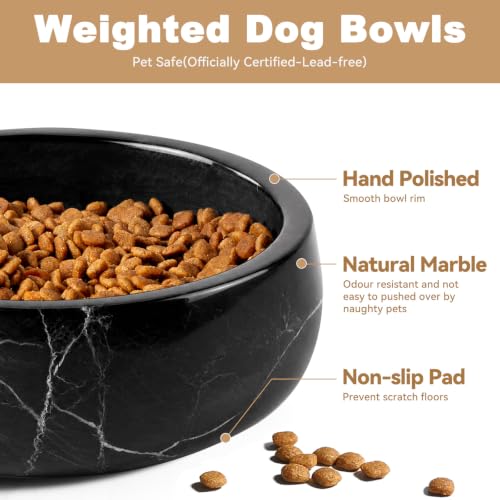 Black Marble Dog Bowl (Black)