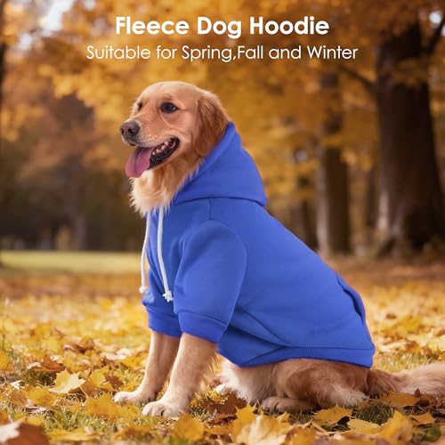 Dog Basic Hoodie Soft Dog Clothes Cold Weather Sweaters for Medium Large Dogs Cozy Fabric Warm Sweatshirt with Leash Hole for Boys (Blue / XS (Back: 10.24",Chest: 14.96", 2-5 lbs))