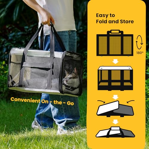 Soft Sided Cat Carrier for Small (17.0"L x 11.0"W x 11.0"H / Grey)
