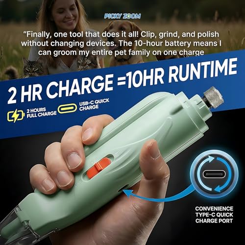 2-in-1 Dog & Cat Nail Clippers and Grinder with LED Light (Green)