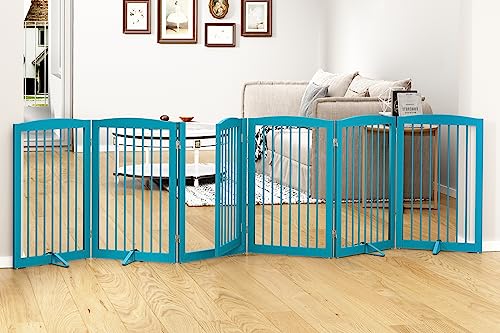 Freestanding Pet Gate with Door (6 Panel 32" / Blue)