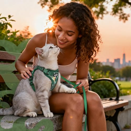 Cat Harness and Leash Set (M / Rainforest Green)