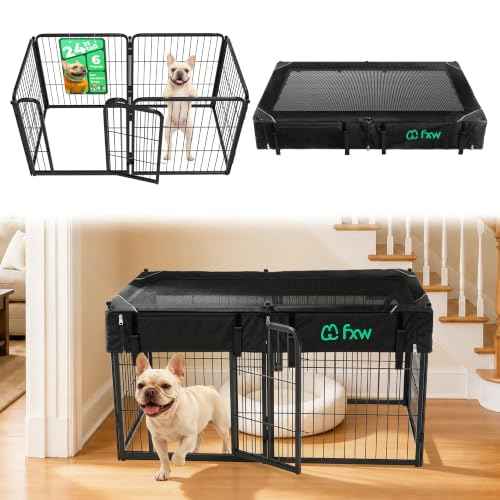 Homeplus Indoor Dog Playpen with Mesh Top Cover (Black / 24"H)