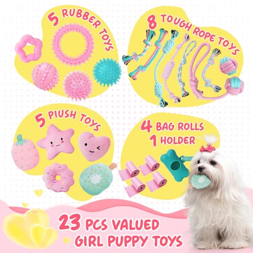 Pink Puppy Toys for Boredom (Pink-Green)