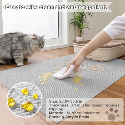 Cat Litter Mat for Litter Box (Gray / 35"L x 24"W)