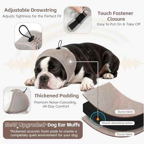 Upgraded Dog Ear Muffs No Shake Ear Wrap for Hematoma with SoundProof Pads (Khaki / Small(Head Circle:10"-15"))