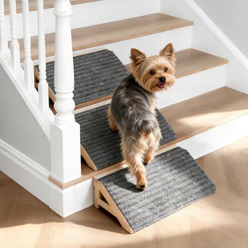 Wood Dog Ramp Stairs for Outdoor (2 Pack-13.8"Lx10.2"Wx4.3"H)