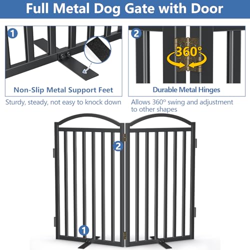 Metal Freestanding Dog Gates (Black / 40''W × 36''H)