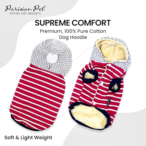 Basic Dog Hoodie (L / Striped Pom Pom Hoodie Red)