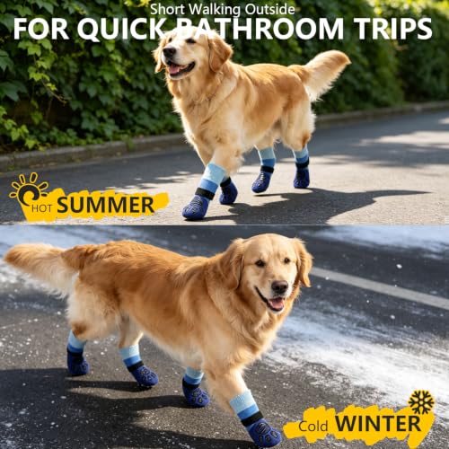 Non Slip Dog Socks for Hardwood Floors to Prevent Licking Paw XL (X-Large(6 Pack) / Blue)