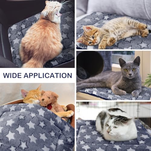 4 Pcs Dog Crate Pads Soft Warm (Rectangular 20 x 30 x 1.6 Inch / Star / Blue)