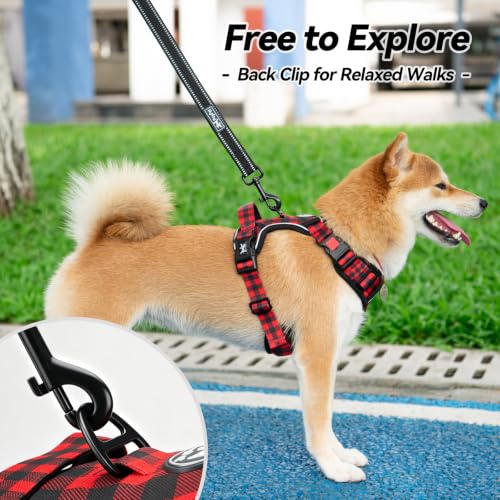 Plaid Dog Harness Large (Large / Checkered Red)