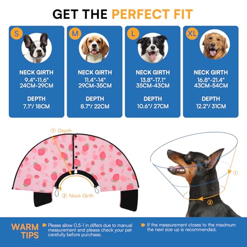 XL Dog Cone Soft Dog Cones for Large Dogs After Surgery (XL / Strawberry)