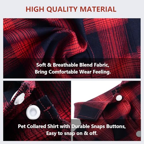 Dog Shirt Pet Plaid Clothes T (5XL-(50~77lb)-Chest~35" / Red)