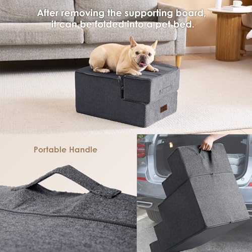 Dog Stairs 13.5" H (Grey / Extra Wide 16.5" x 21" x 13.5")