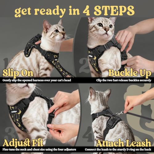Cat Harness and Leash Set (S / Lunar Prowl)