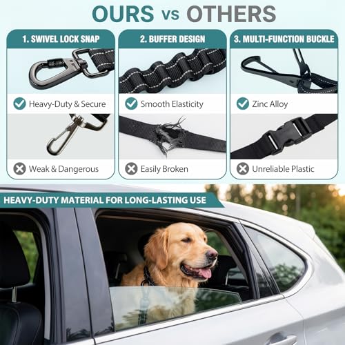 Dog Seat Belt for Car (Black / 21.6"-32")