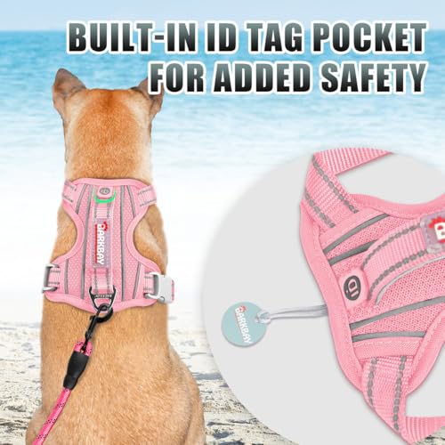 Dog Harness for Small Sized Dog No Pull Dog Vest ID Tag Pocket (Baby Pink / X-Small)