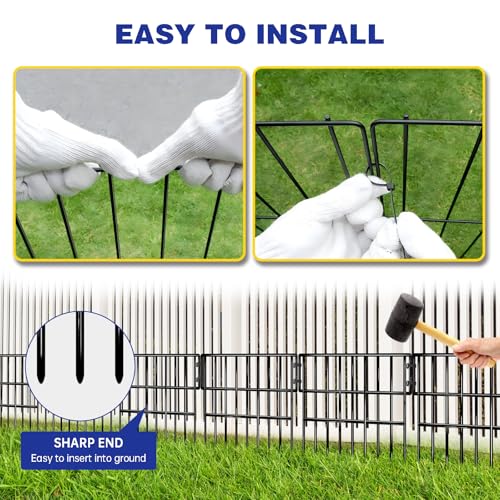 35 Panels Garden Fence Animal Barrier (Black / 35 panels, 38ft(L)×13in(H) Black)