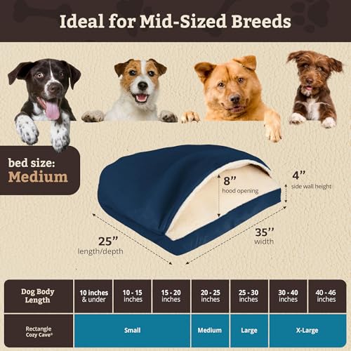 Rectangle Cozy Cave Dog Bed (Sapphire / Medium)