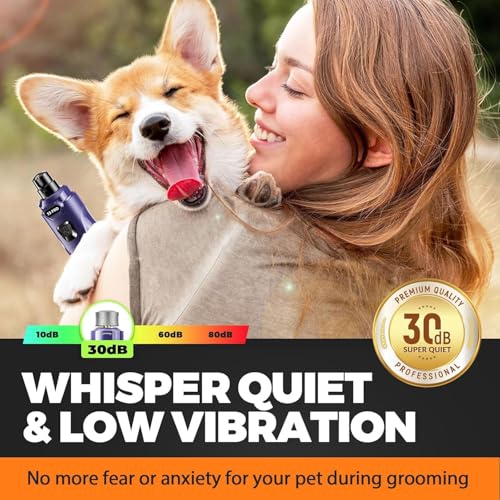 Whisper Quiet Dog Nail Grinder Safe & Stress (Blue)