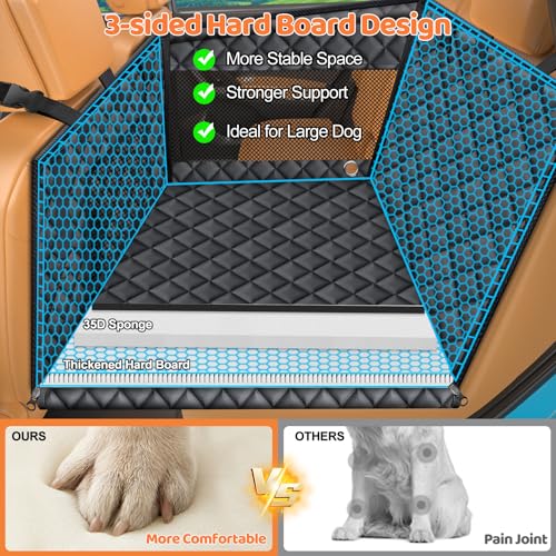 Hard Bottom Dog Car Seat for Back Seat (Carbon Black / Standard - 54" Length)