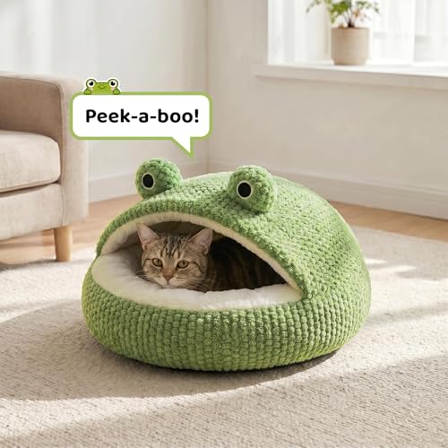 Cute Cat Beds Kitten Beds (Medium / White＆Green)