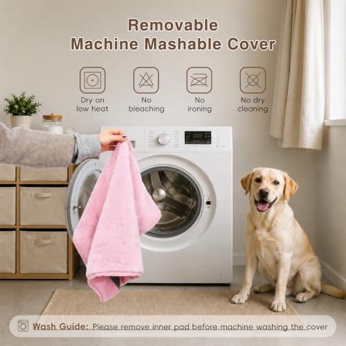 Waterproof Medium Dog Bed for Crate with Washable Cover (29.0"L x 18.0"W x 3.0"Th / Pink)