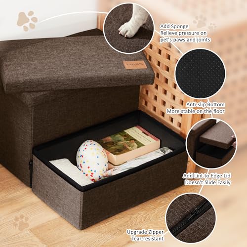 Dog Stairs for High Bed (Coffee / 19" X 17" X 13" H)