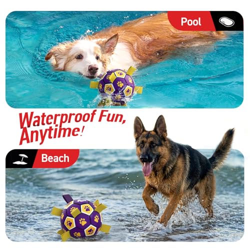 Extra Large Dog Toy Soccer Ball (Purple Yellow / 9 Inch)