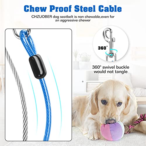 Chew Proof Dog Car Seat Belt (Blue / 2 Pack)