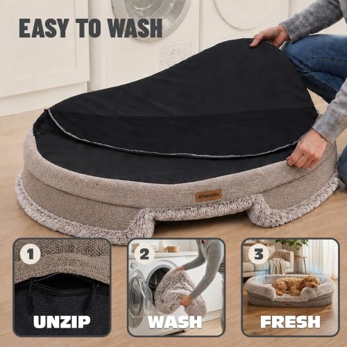 Fluffy Orthopedic Dog Beds Large Sized Dog (Sand / XL(48", UP to 110lbs))