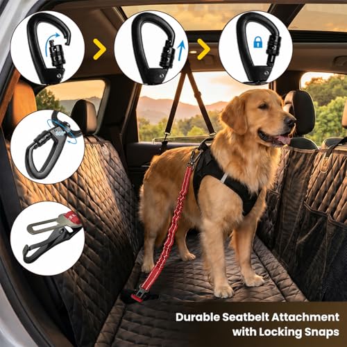 Dog Seat Belt for Car (Red / 21.6"-32")