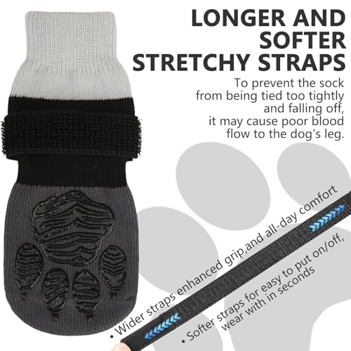 Non Slip Dog Socks for Hardwood Floors to Prevent Licking Paw S (Small(6 Pack) / Grey)