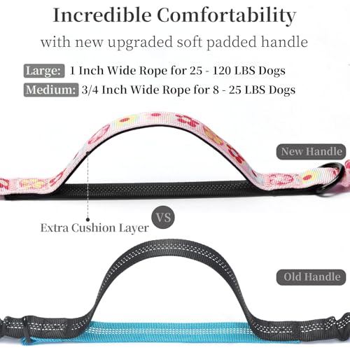Hands Free Dog Leash with Zipper Pouch (colorful small flower / Large)