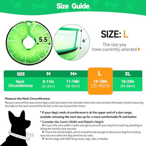 Upgraded Inflatable Dog Cone Collar to Stop Licking (L (Neck: 14-18") / Lime)
