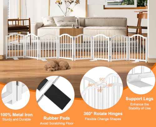 Short Dog Gate Indoor (White / 8 Panel-16''H, Up to 96''W)