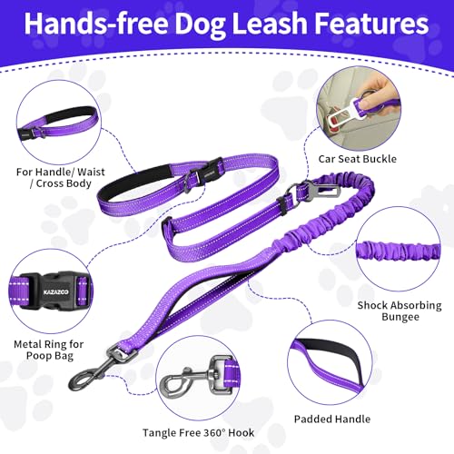Hands Free Dog Leash by Kazazoo (PRUPLE Bungee / M)
