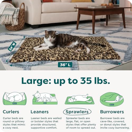 ThermaNAP Self Warming Cat Mat & Dog Bed for Crates with Self (Large - 36"L x 24"W / Leopard)