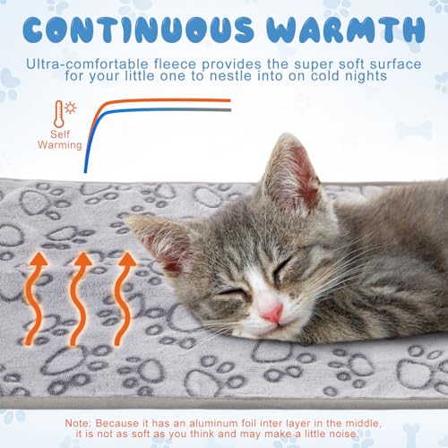 2 Pcs Large Self Warming Cat Pad Self Heating Cat Mat Bed Dog Crate Pet Blankets Thermal Heated Bed Mat for Outdoor Indoor Newborn Kittens Puppies Dog (24 x 18)