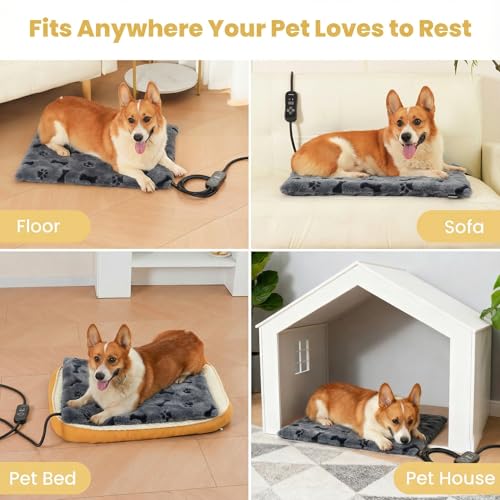 Pet Heating Pad for Cats Dogs (Gray / L: 26" x 20")