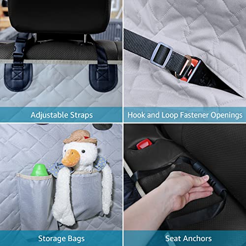 XL Truck Waterproof Dog Seat Cover Back Seat with 2 Seat Belts (Truck / Gray)