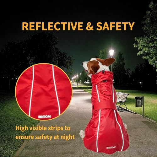 Adjustable Waterproof Dog Raincoat for Dogs (Red / Large(22-37lb))
