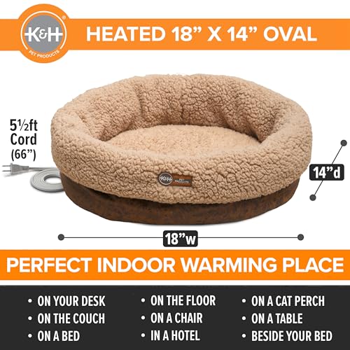K&H Heated Cat Bed (Chocolate / 14 X 18 Inches / Cup Bomber)