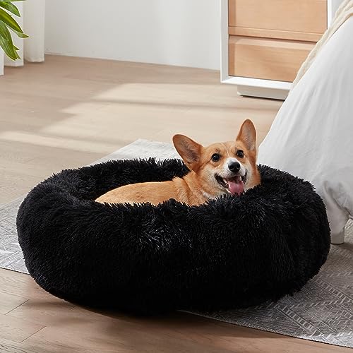 Calming Dog Bed & Cat Bed (Black / 30.0"L x 30.0"W x 8.0"Th)