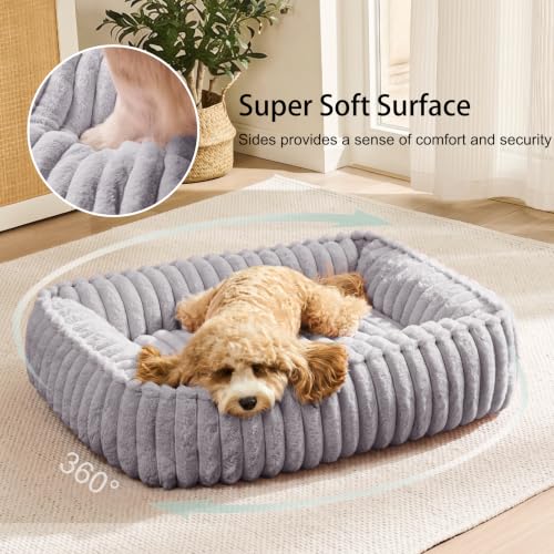 Orthopedic Large Dog Bed Calming Pet Sofa Bed 32''x24'' Grey (Grey / 32"L x 24"W x 7"Th)