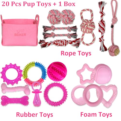 20 Pack Pink Puppy Chew Toys (Pink)