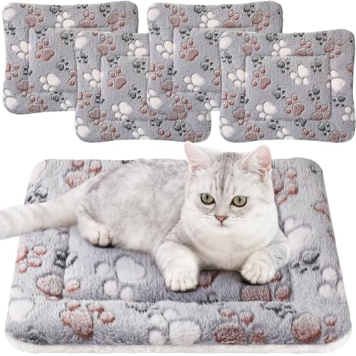 4 Pack Soft Pet Bed Mat Small Dog Crate Fleece (13 x 19 Inches / Light Gray)