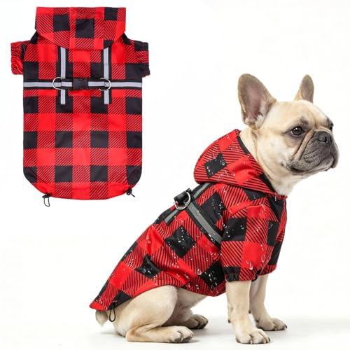 Dog Raincoats for Medium Dogs (Buffalo Red / M(Back 15", Chest 22.5", Neck 16"))